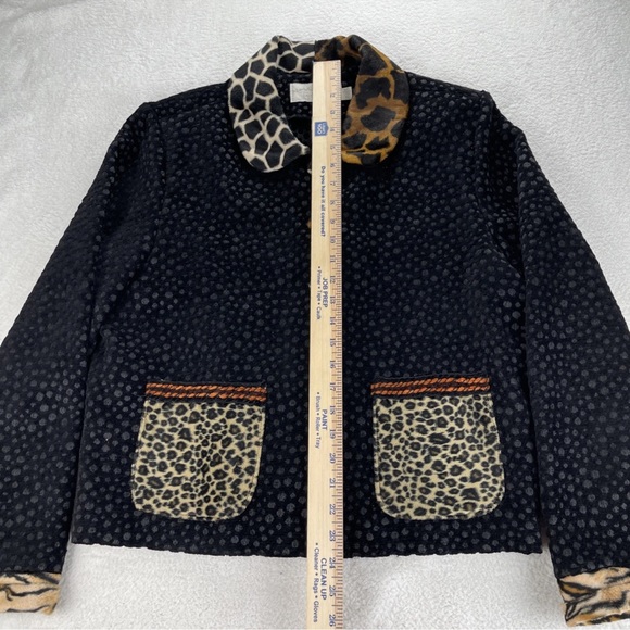 Vtg Taylor G Animal Print Black Jacket Sz XL Eclectic Artsy Dallas Tx Old Money - Picture 6 of 9